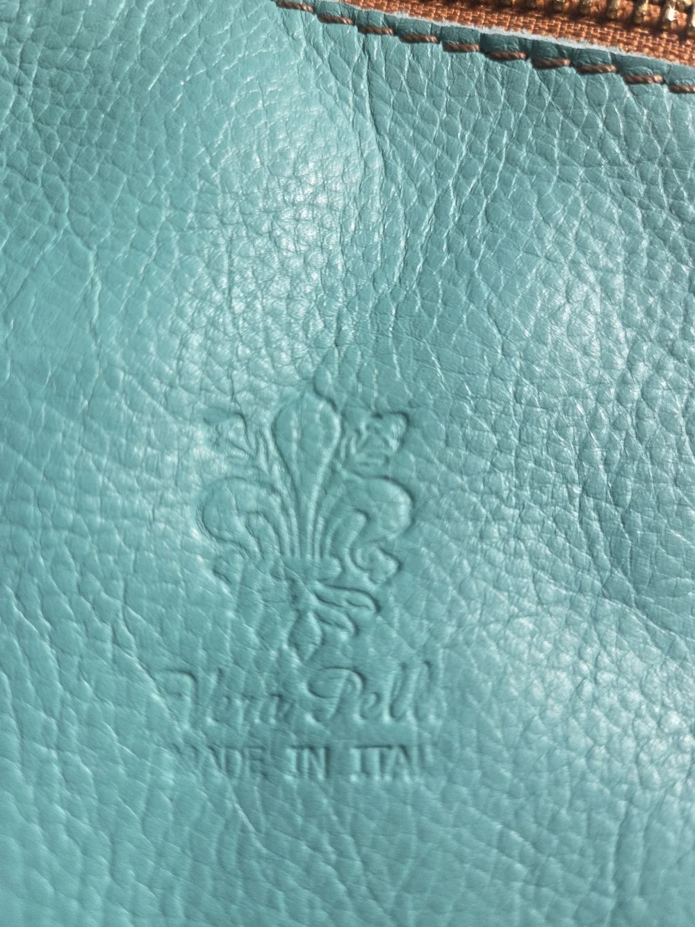 Vera Pelle Turquoise Genuine Leather Crossbody Pouch Made In Italy - Picture 4 of 7